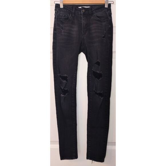 KanCan Signature High-Rise Distressed Black Skinny Jeans (Sz 24) - Picture 1 of 7
